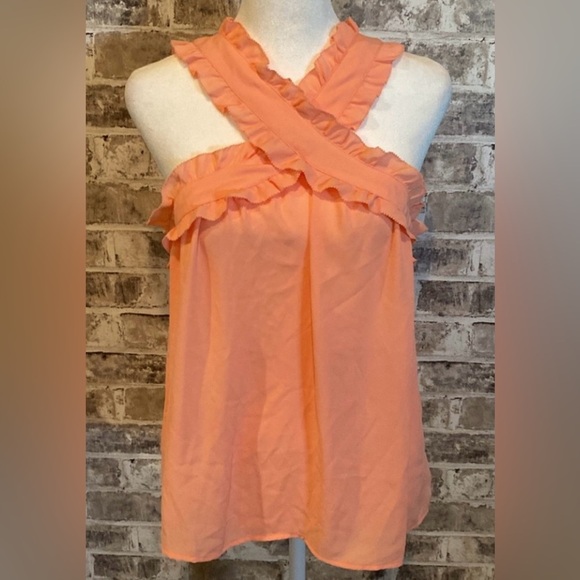 J. Crew Dress Tank. Size 4. Adorable ruffle straps. Cross-strap front. Coral. - Picture 1 of 13